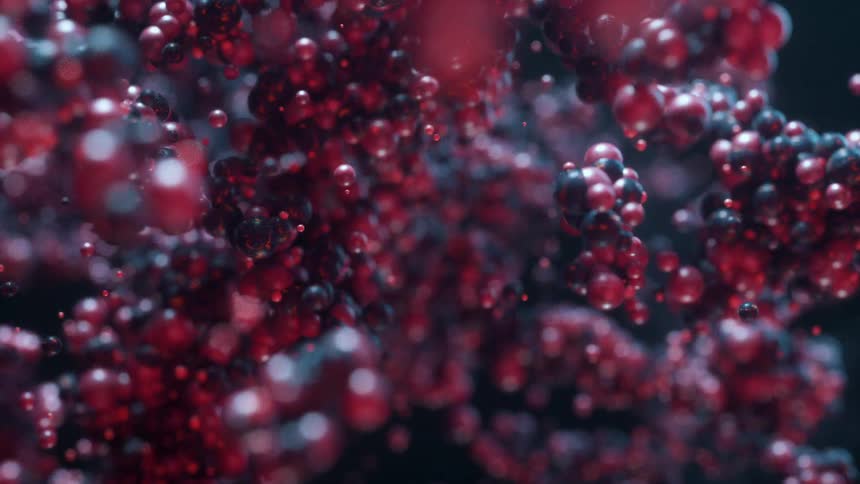 A complex molecule vibrates underwater