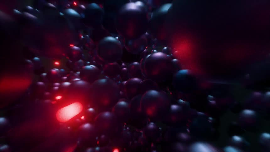 Abstract footage of bubbles and flashes and flares moving