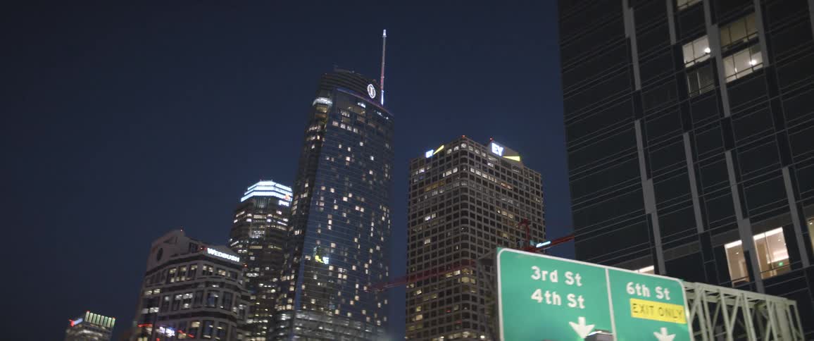 A shot of a group of skyscrapers