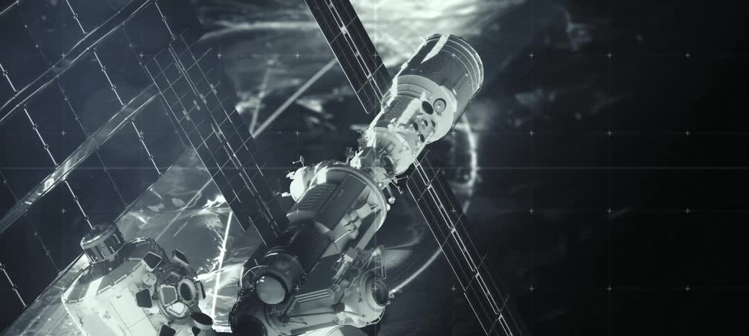 A close up shot of the international space station