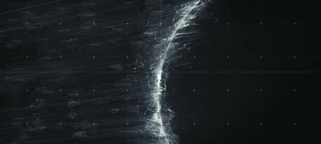 Lines and graphics on a screens with font swirling around