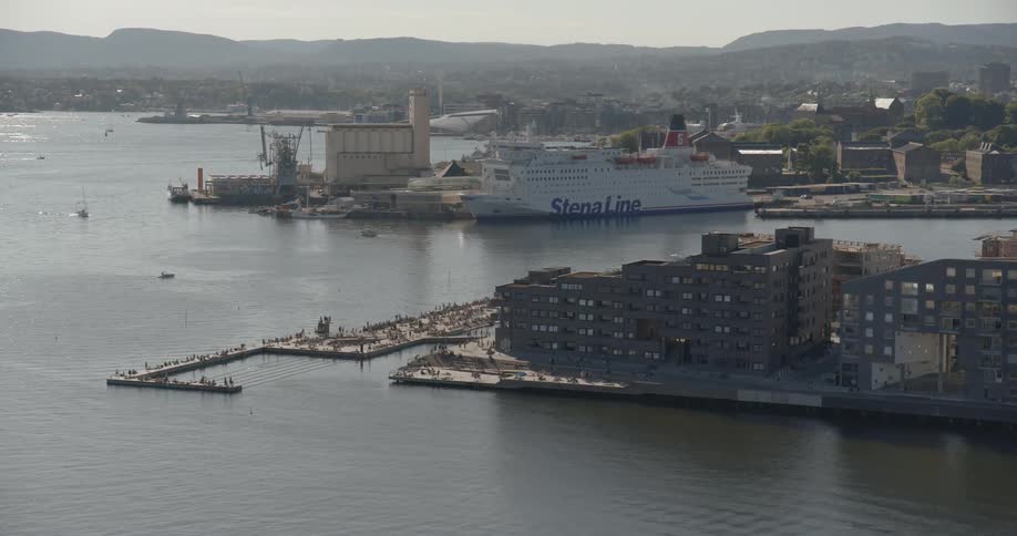 View of a pier with a large ship docked