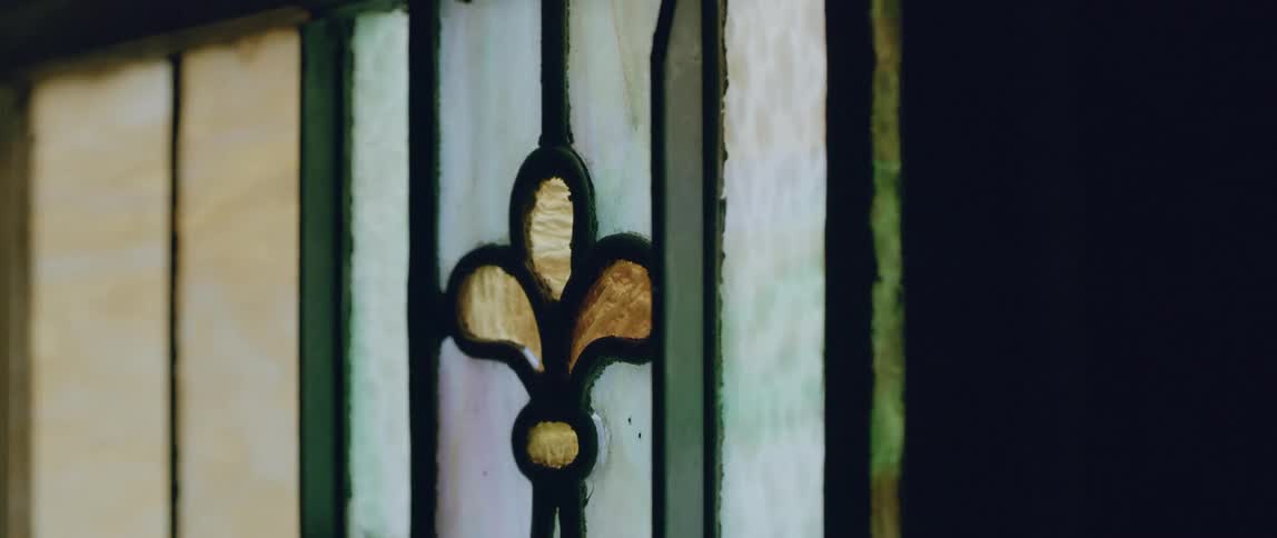 A paint design is covering a door