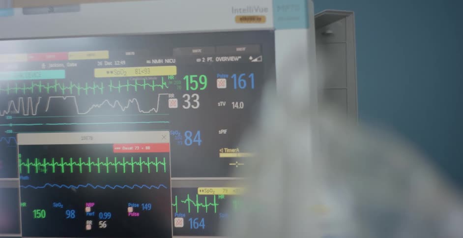 A heart and pulse monitor with colors and numbers