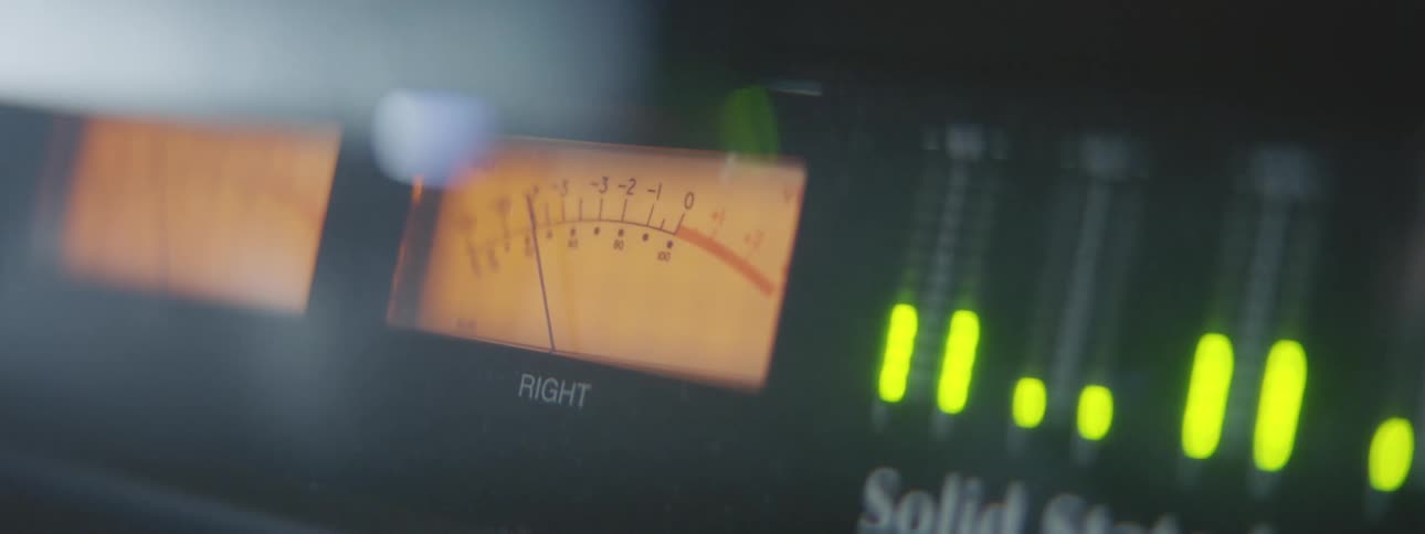 Several gauges and displays on an auto recording panel show that sound is being recorded
