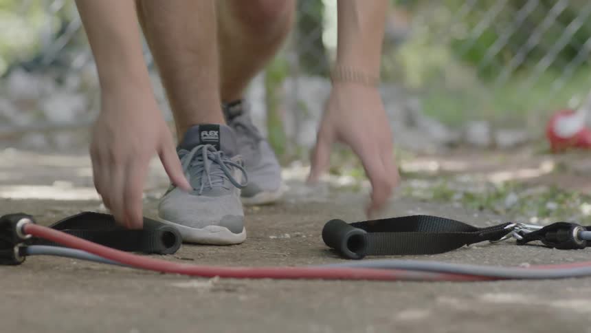 A person preparing to exercise