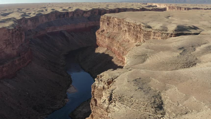 Aerial view of a rock formation is displayed