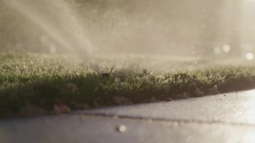 A close up of a yard sprinkler