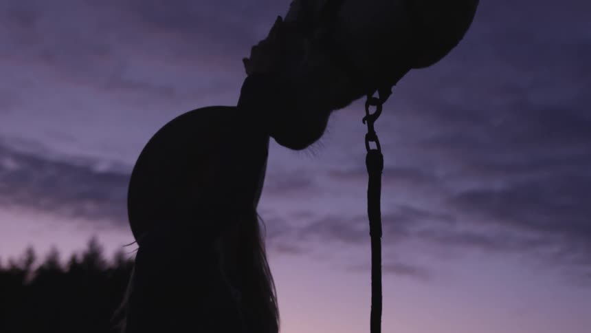 A woman petting a horse