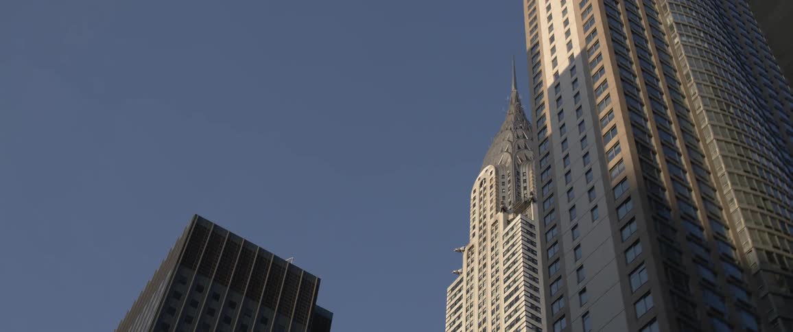 Skyscrapers on a sunny day under a bright blue sky