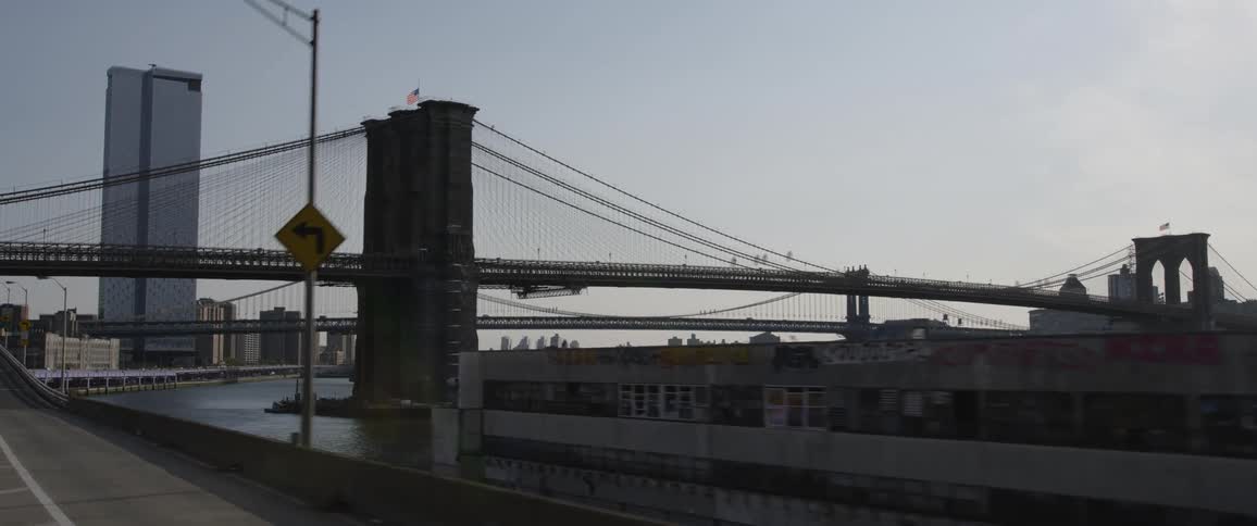 A panning shot of a city