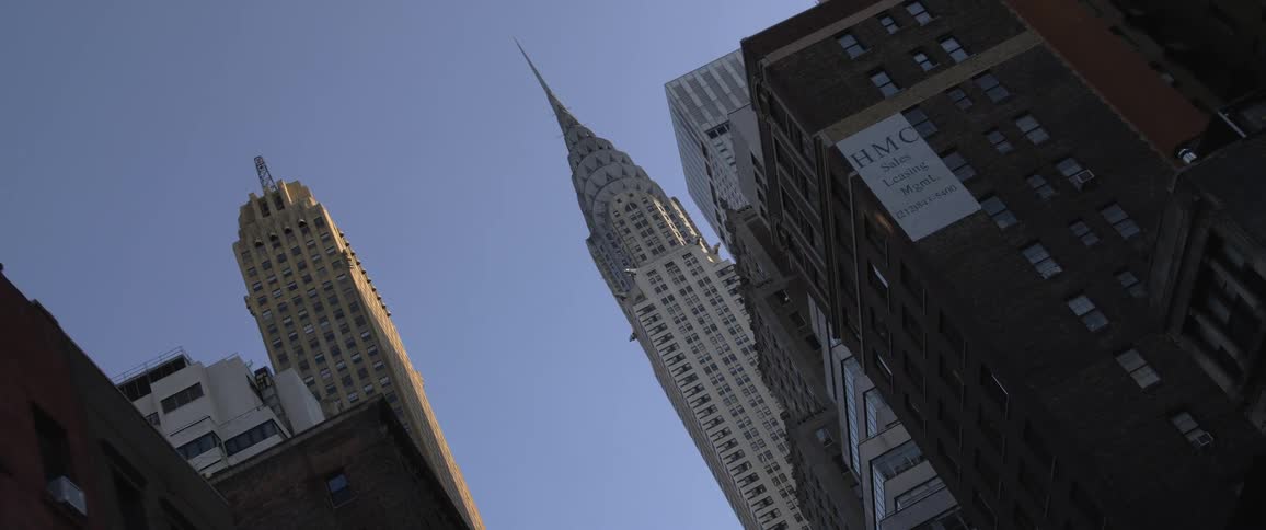 Buildings in a city are displayed
