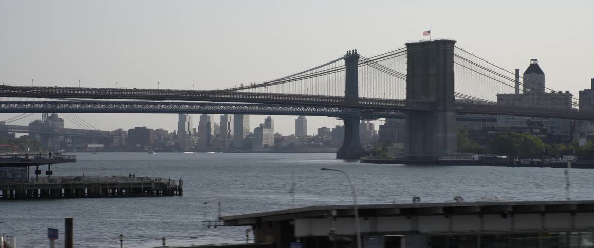 Manhattan and brooklyn bridges over the east river in new york city