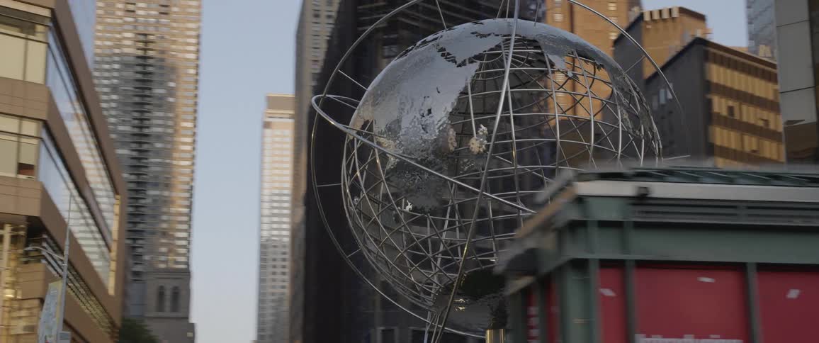 Globe sculpture at columbus circle in central park west new york