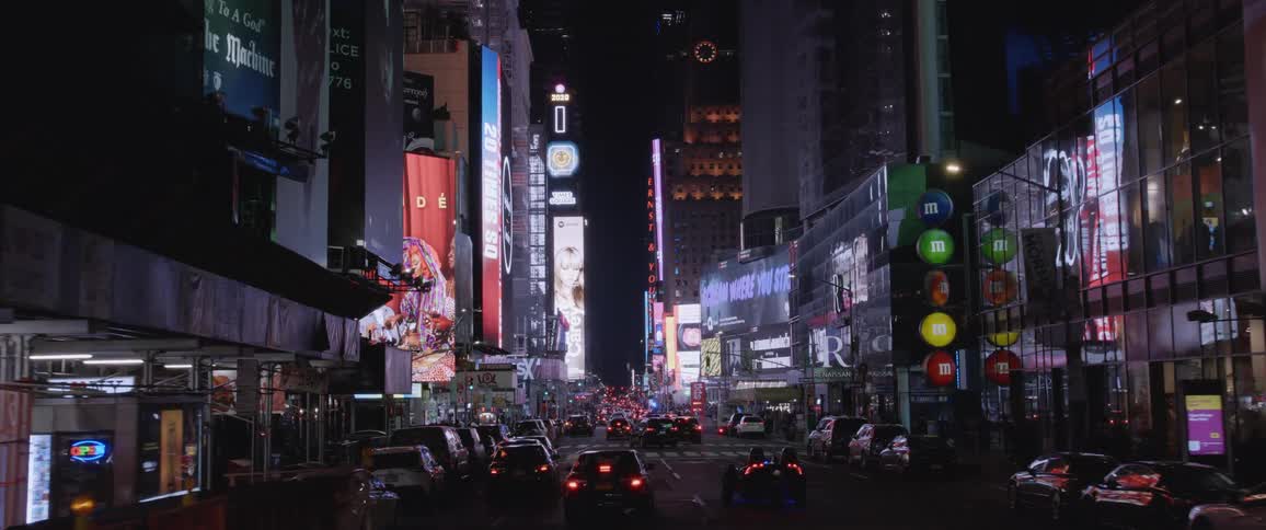 Wide shot of a downtown area
