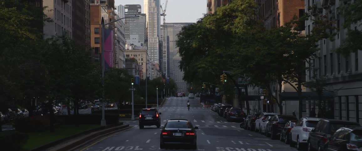 Buildings in the skyline of new york citys downtown at morning