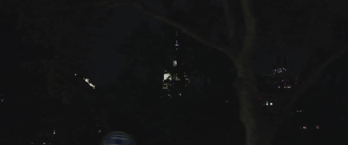 Shot of a cityscape with the focus on a large skyscraper with needle