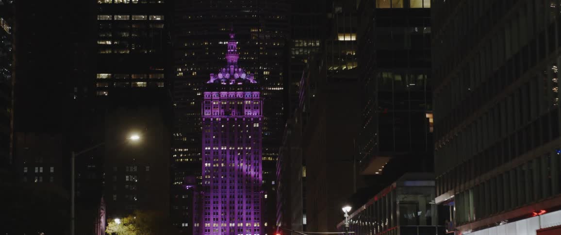Buildings in the citys downtown at night
