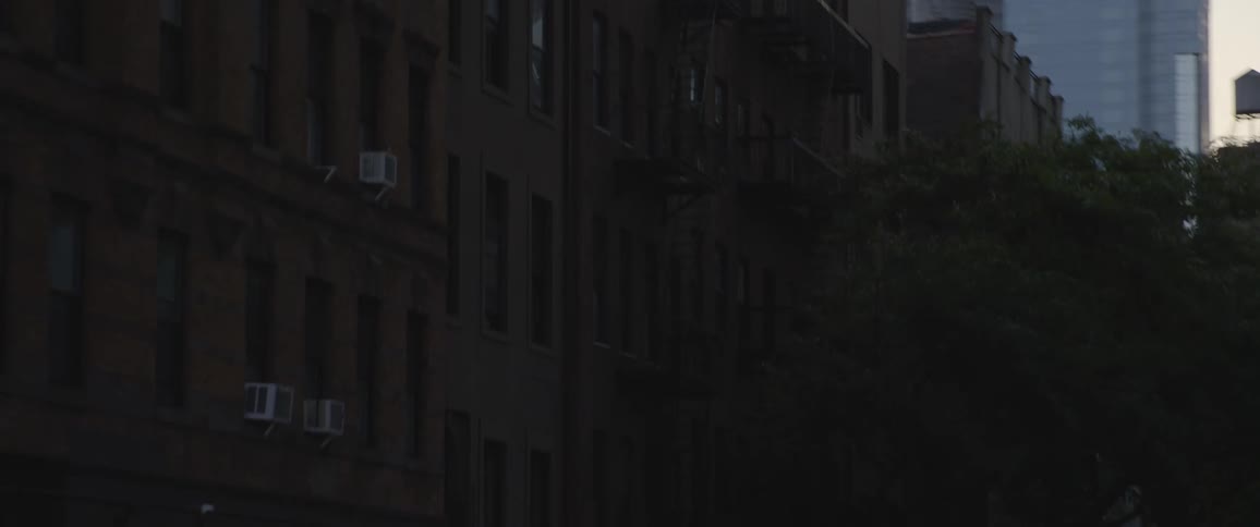 Silhouette of buildings on the citys downtown at sunset