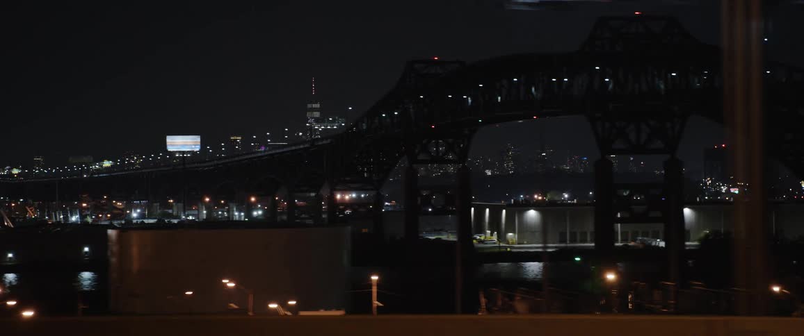 The city is brightly lit at night