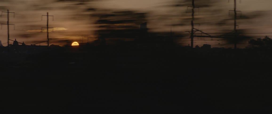 Skyline against a sunset
