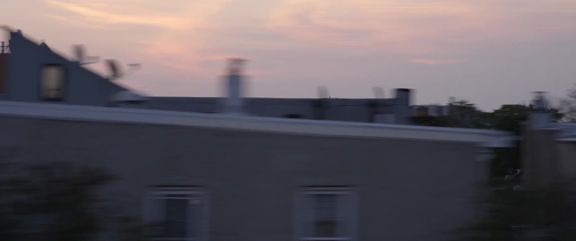 Houses and neighborhoods of a small town at sunset