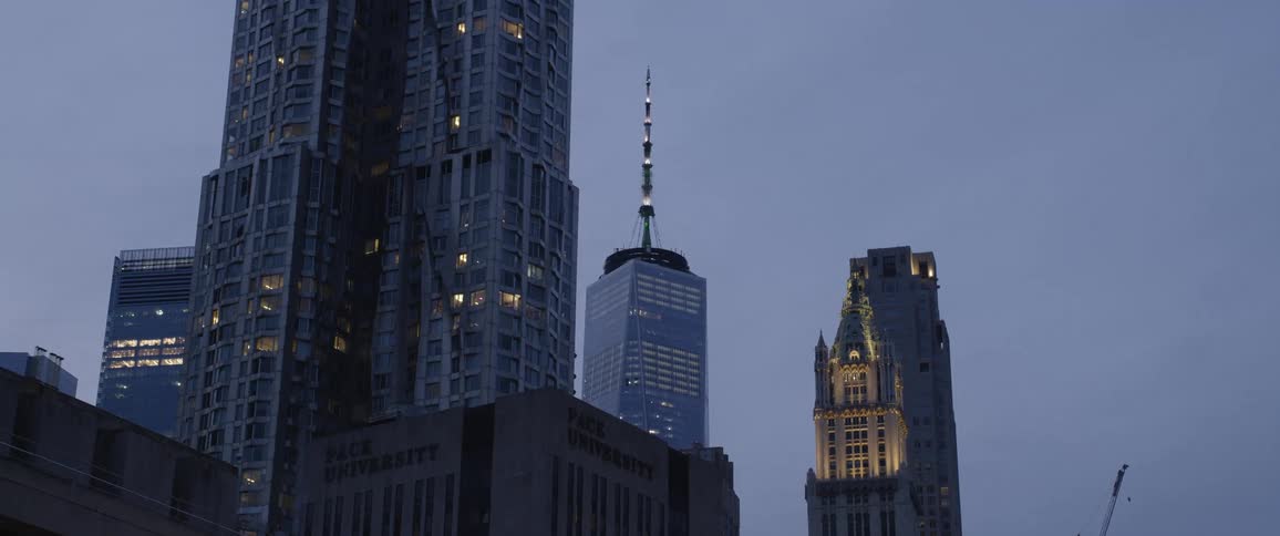 Wide shot of skyscrapers