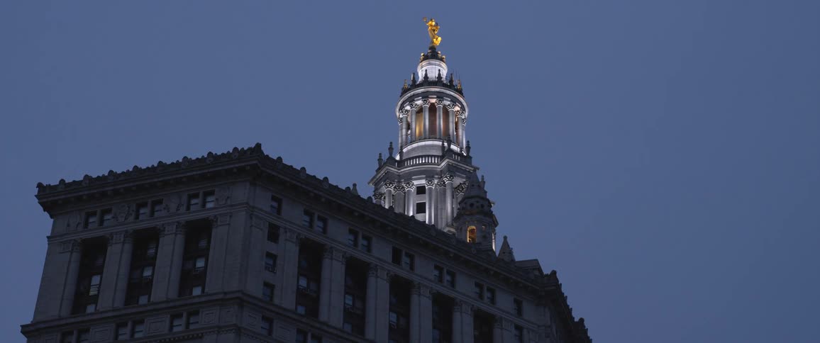 A tower on top of a building in a city