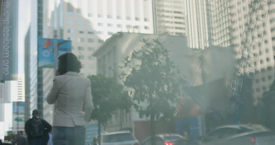 A shot of a busy city street