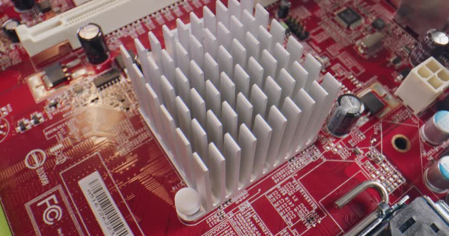 A orbiting shot of a bare motherboard