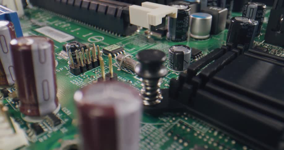 A close up of a motherboard