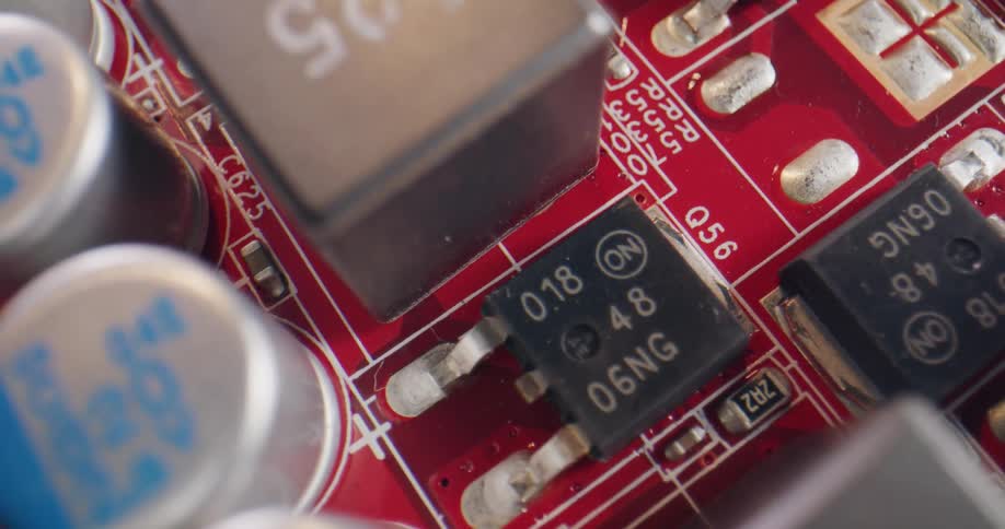 Close up of a computer motherboard components