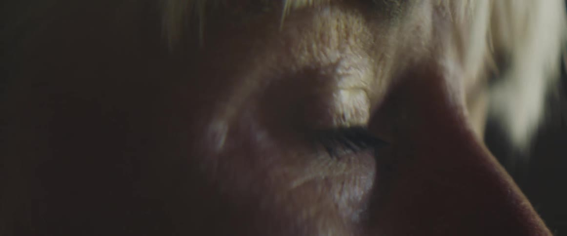 Close up of an elderly womans eyes and wrinkles on her face