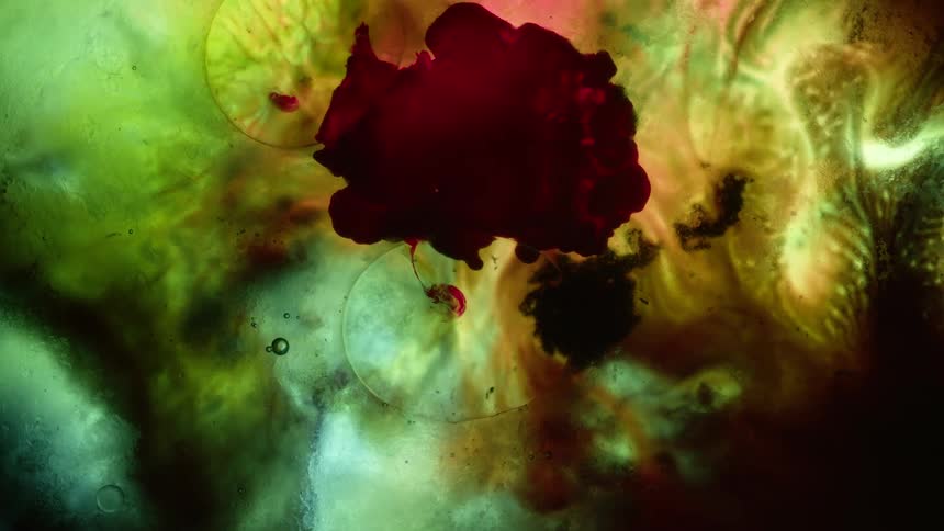 Abstract footage of liquid dye mixing together