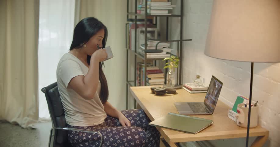 A woman on a video call