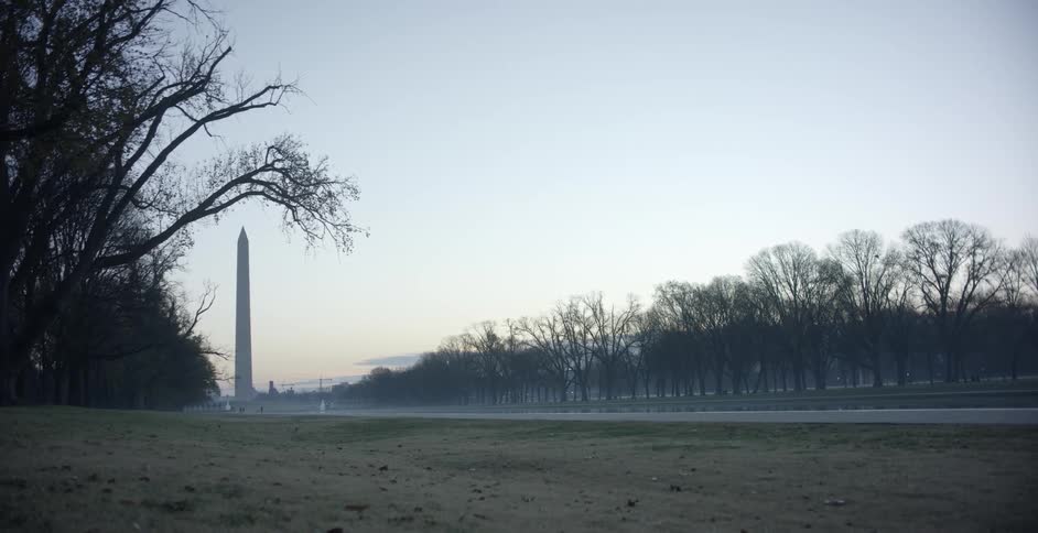 Washington monument obelisk and trees around