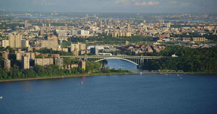 Landscape of a city neighborhoods with water bridges and boats