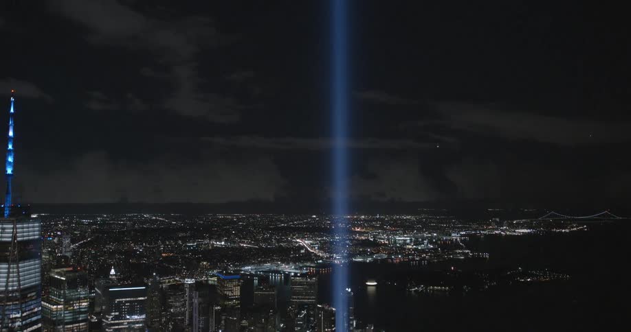 Aerial shot of new york city on september 11th