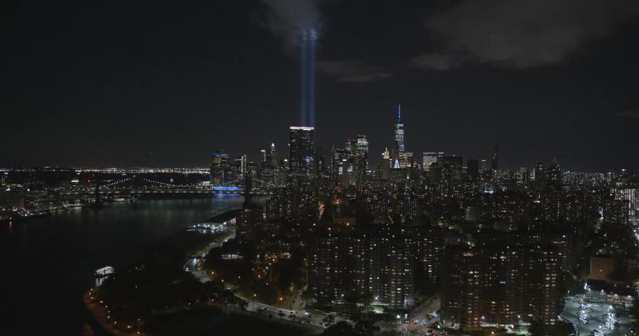 Aerial shot of new york city on september 11th