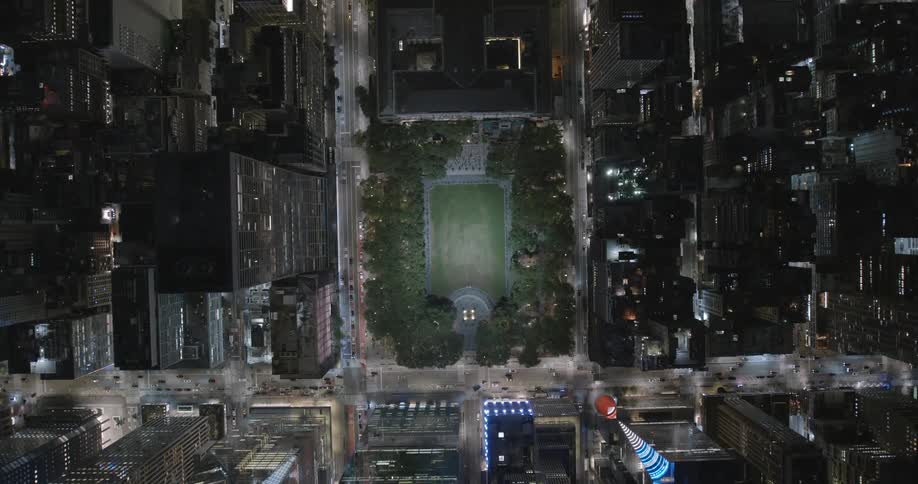 Aerial shot of a city park