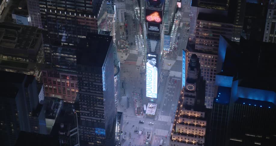 Times square commercial intersection in the midtown manhattan section of new york city