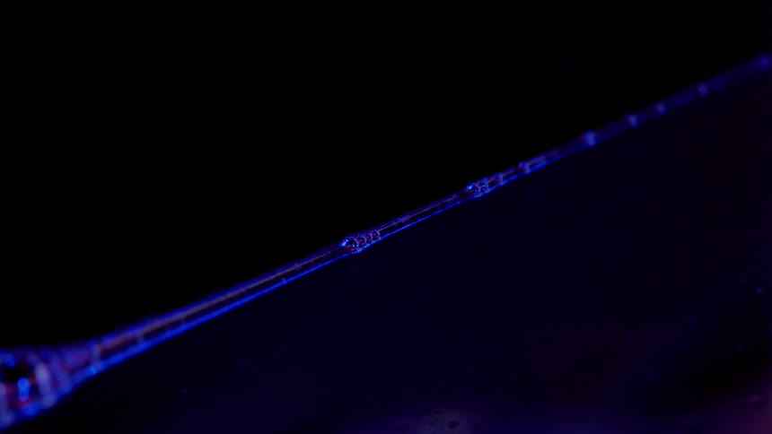 A glowing blue stream on black