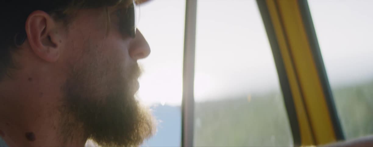 A man in a van driving
