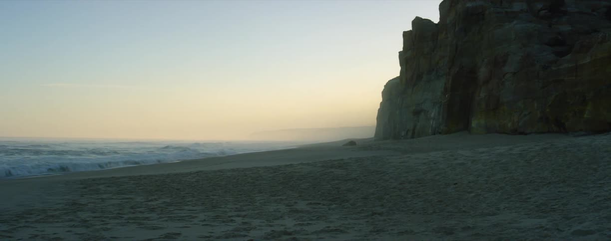 The sun is rising near the shore