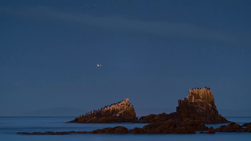 Wide shot of a night sky time lapse