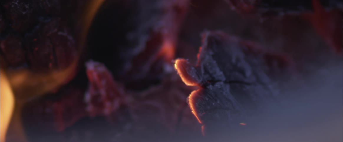 Embers glowing with fire burning above
