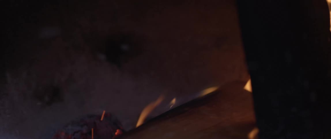 Pieces of wood on fire