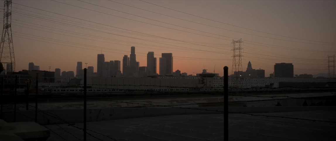 Panning shot of a city skyline