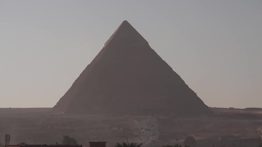 Wide shot of a pyramid