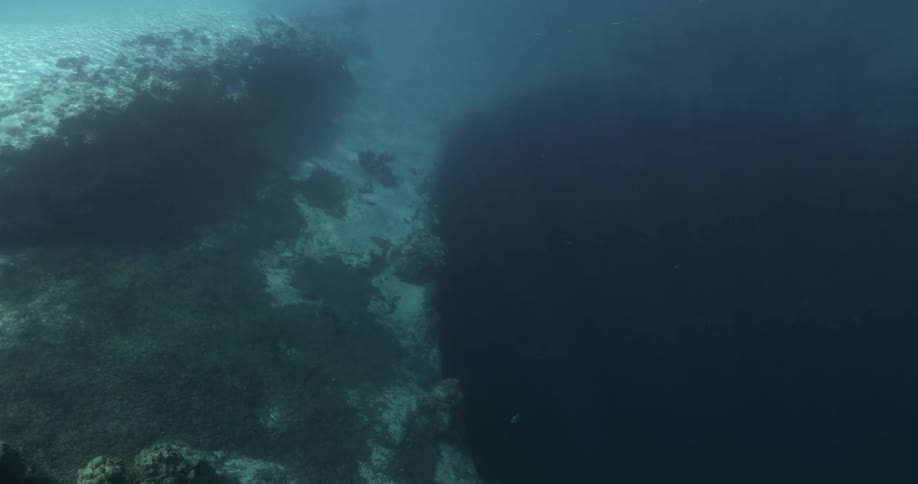 Underwater ocean view of a blue hole at daytime